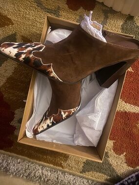 Steve Madden Brown Suede Pointed Mule with Cowhide Toe